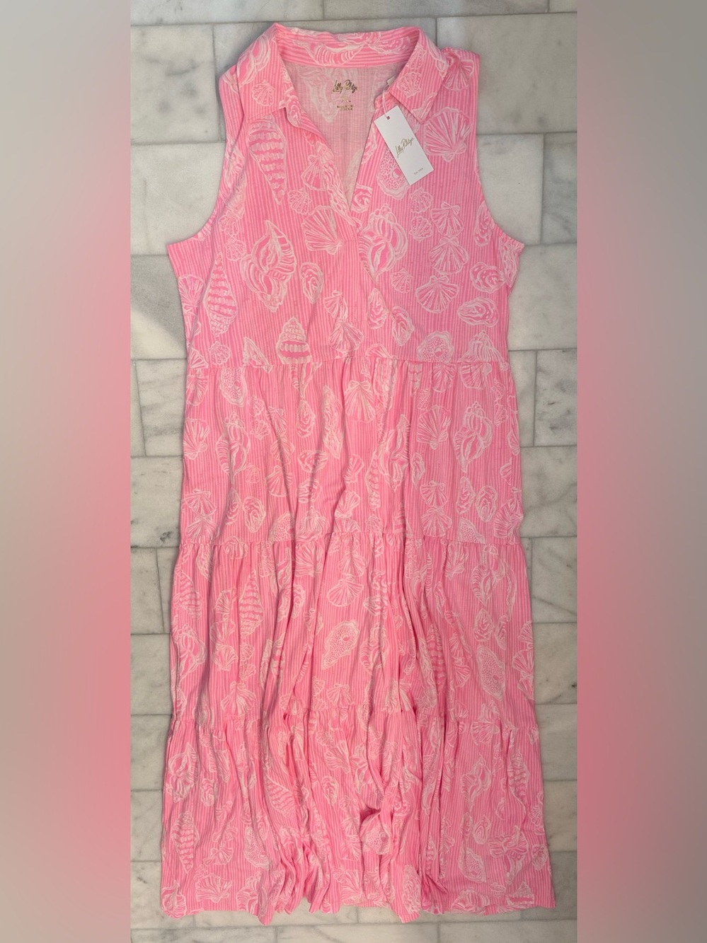 Lilly Pulitzer Riegan Maxi Dress in Rousseau Pink Cool as Shell. XL. NWT - Picture 3 of 9